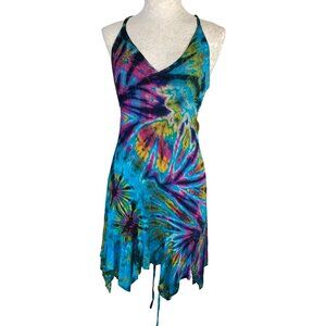 Kathmandu Imports Womens Dress One Size Multicolor Tie Dye Corsette Back Fairy